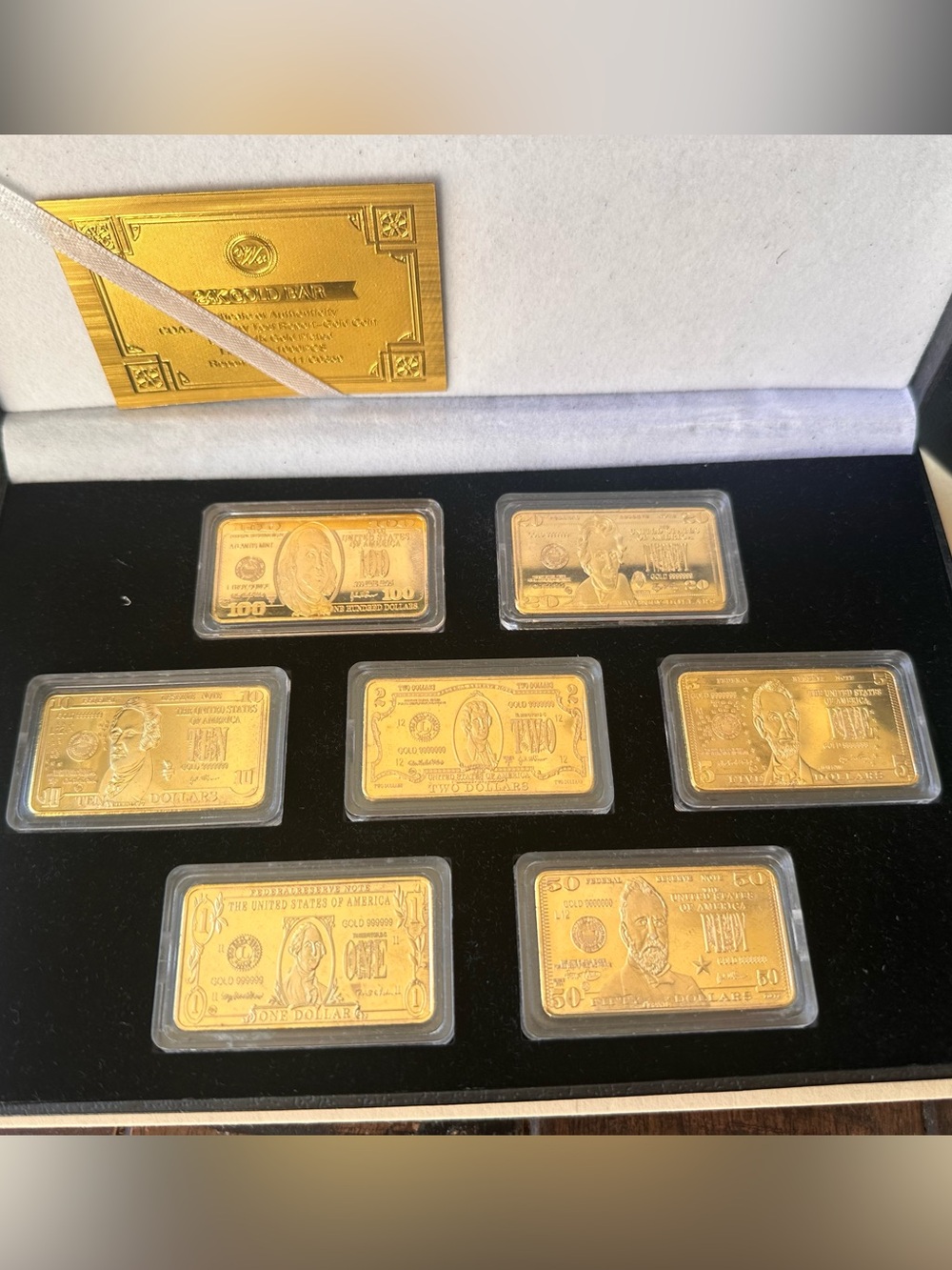 24-karat Gold Plated Novelty Currency Bar Set - Decorative Home Accent
